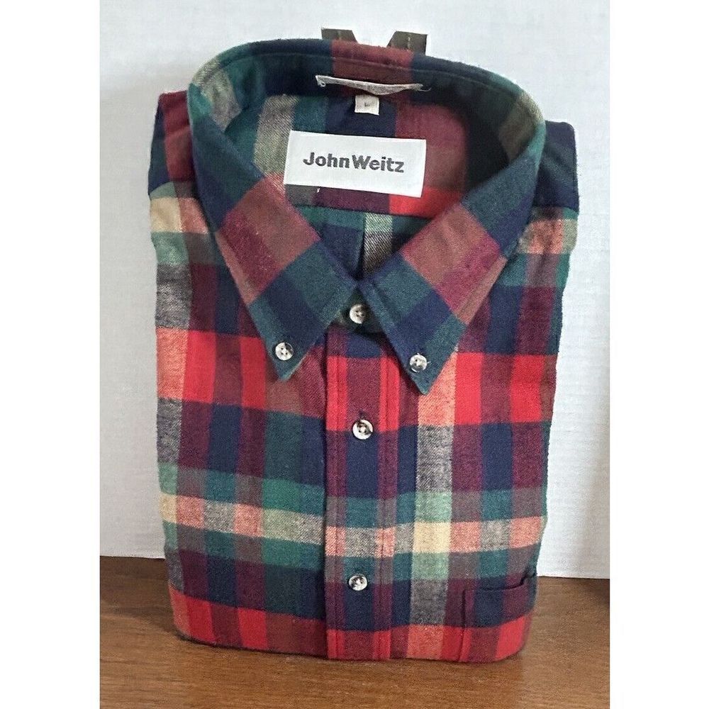 John Weitz Plaid Flannel Men's Size L Vintage NWT